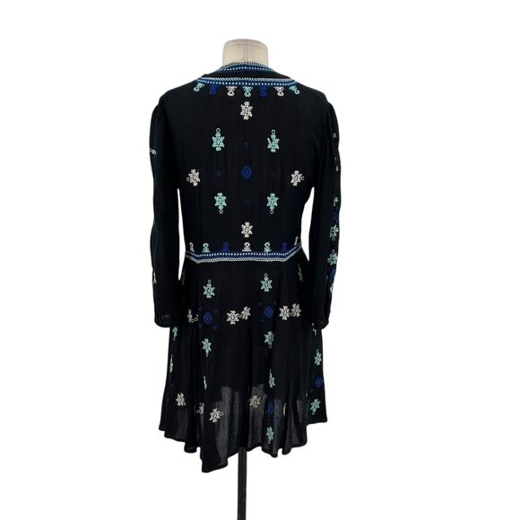 Free People Star Gazer Dress Embroidered Drawstring Blue Black Size Size XS - Picture 7 of 12